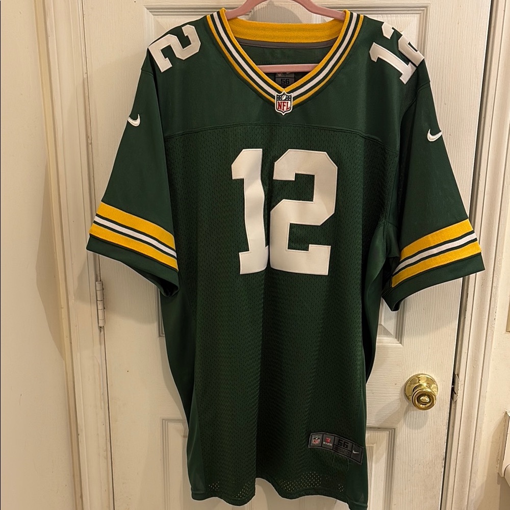 Nike Men's Green Jersey with Yellow Stripes